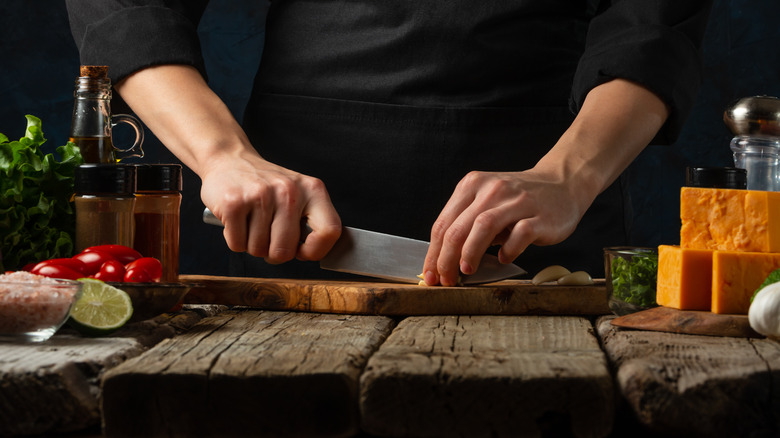 chef chopping vegetables