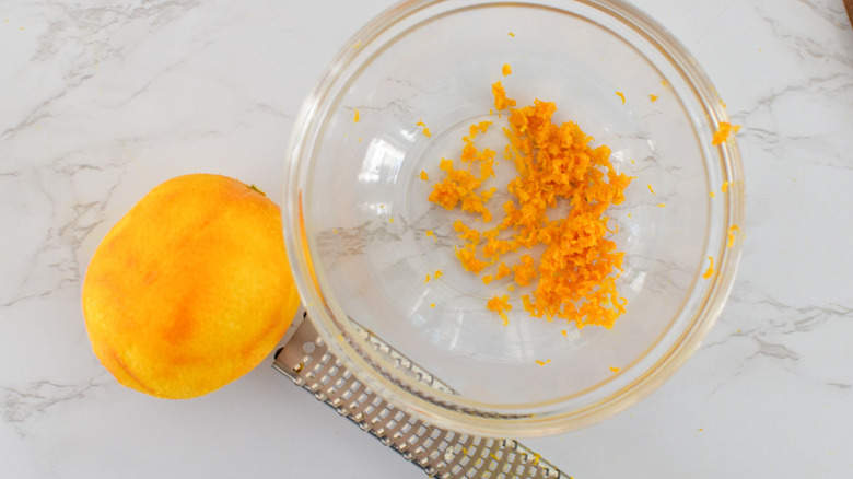 orange zest in bowl 