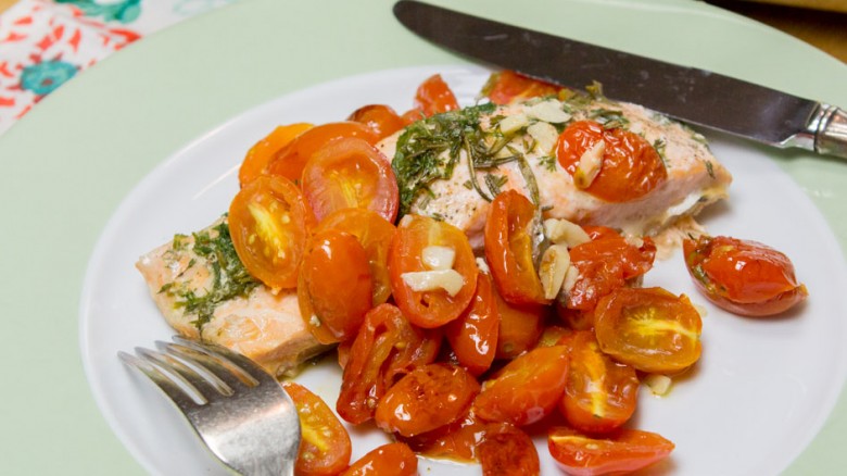 Herbed Salmon En Papillote With Grape Tomatoes Recipe